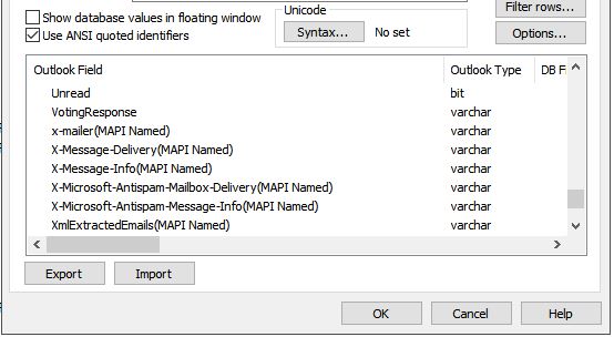 Example MAPI Named columns in a Mail folder